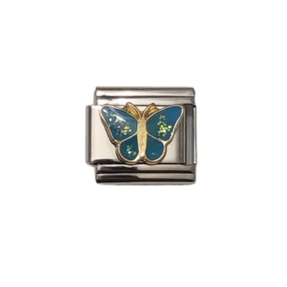 Italian Charmlink for Charm‎ Bracelet Blue Butterfly